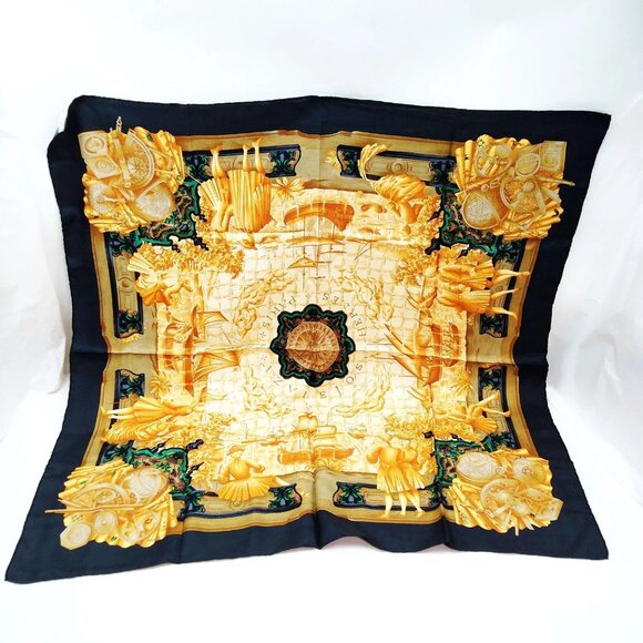 Authentic Hermes Carre 90 Azvlejos Black 100% Silk Scarf mn360-121325 - Picture 4 of 9